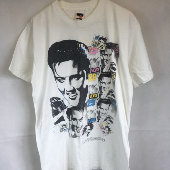 UNV Apparel Other - Mens Vintage White Elvis Face Stamp Shirt Tee